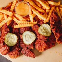 Combo 4 (6 Tenders, Side Of Fries) · Six crispy chicken tenders, side of crinkle cut fries, three MC sauces.