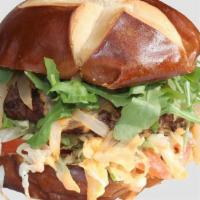 #4 Beer Cheese Fun Burger · Our fresh ground beef patty topped with caramelized onions, creamy beer cheese, Dijon mustar...
