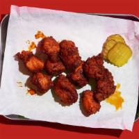 Nashville Hot Chicken Nuggets · Ten crispy fried, spicy hot chicken nuggets. Served with spicy mayo.
