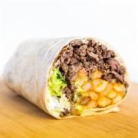 California Style Burrito · Meat, cheese, french fries, pico de gallo, guacamole & sour cream.