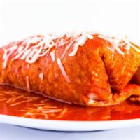 Wet Burrito · Meat, rice, beans, onions, cilantro, sauce. Covered with our signature salsa & cheese.
