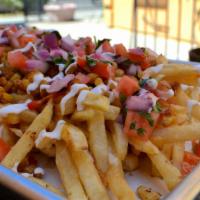 Esquite Fries · Special. french fries served with melted mozzarella cheese, pico de gallo, sour cream, grill...