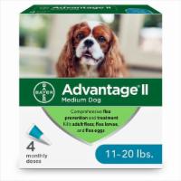 Advantage Il Medium Dog 4-Dose Flea Treatment & Prevention For Medium Dogs 11-20 Pounds · Animal: Dog. Size: 4 x 1.0 ml. 4 doses.