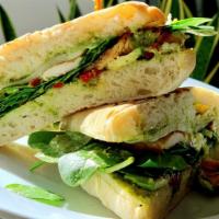 Chicken Basil & Sundried Tomato · Grilled chicken, fresh spinach, sundried tomato, avocado, red onion, provolone cheese, basil...