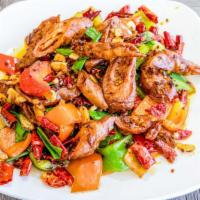 Dry Stir Fried Pig’S Intestines / 火爆肥肠 · Hot & Spicy.