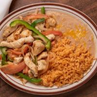 Chicken Fajitas · (Rice & Beans with Tortillas)