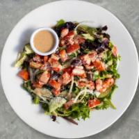 Chef'S Signature Salad · (Vegetarian) Romaine lettuce, cherry tomatoes, cucumbers, ham, turkey, mozzarella and onions...