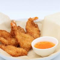 Coconut Shrimp · Five pieces. Fried shrimp are rolled in a coconut batter. Served with sweet orange sauce.