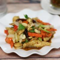 Cashew Nut Fish Fillet · Deep-fried fish fillet Sautéed with chili paste, cashew nut, carrot, onion, green onion and ...