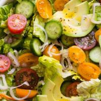 House Salad · Lettuce, cucumber, onion, tomato, ranch, balsamic, or Italian dressing.