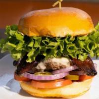 Jalapeño Burger · brioche bun | wagyu beef | pepper jack | jalapeños | applewood* bacon | Tomato | red onion |...
