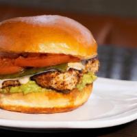 Santa Fe Chicken · brioche bun | blackened chicken breast | pepper jack cheese | roasted poblano pepper | grill...