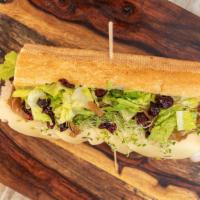Turkey Cran · Oven-roast turkey & swiss cheese with dried cranberries, caramelized onions, alfalfa sprouts...