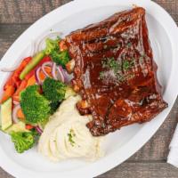 Bbq Ribs · Short ribs, sautéed vegetables, garlic mashed potatoes. Add choice of sides and beverages fo...