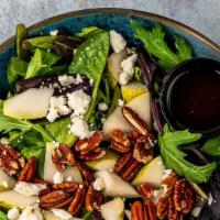 Park Avenue · Mixed Greens, Pears, Feta Cheese, Pecans, finished with Balsamic Vinaigrette Dressing.