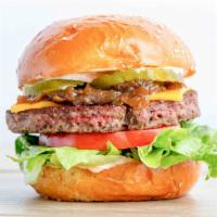 The Plant-It-Burger · Impossible Patty with American cheese, pickles, lettuce, tomato, caramelized onions, vegan t...
