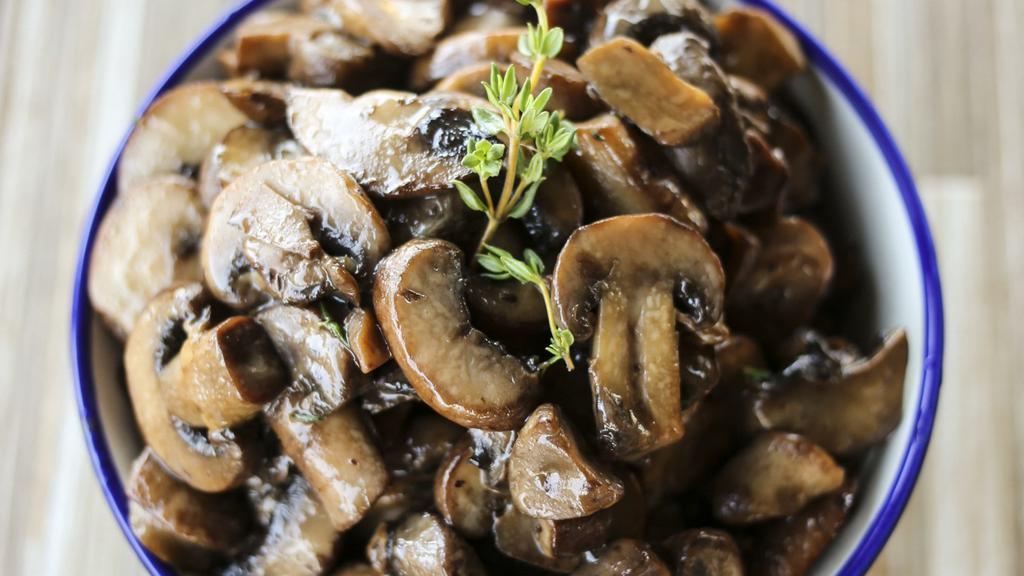 Sauteed Mushrooms · Gluten free. Vegetarian. Button mushrooms, red wine teriyaki and garlic. Gluten free.