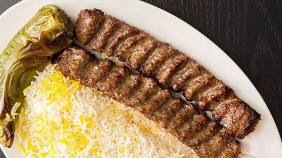 Beef Luleh Kebab · Ground beef mixed with  special spices and charbroiled.