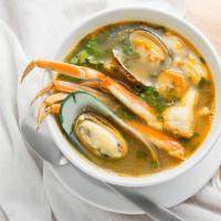 Fisherman'S Seafood Soup · Spicy tomato broth, mussels, fish, shrimp, and squid.