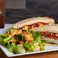 Turkey Club · turkey, mozzarella, bacon, lettuce, tomato, avocado, sun-dried tomato pesto