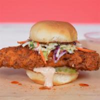 Nash’S Chicken Sandwich · Toasted brioche bun with crispy breaded chicken, dill pickles, coleslaw and nashty sauce.