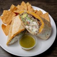 Organic Grilled Chicken Quesarito  · (a burrito wrapped with 2 cheese filled tortillas) Rice, pinto beans, pico de gallo, green s...
