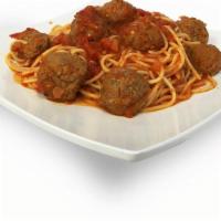 Spaghetti And Meatballs · A generous portion of spaghetti smothered with delicious marinara sauce with meatballs or It...