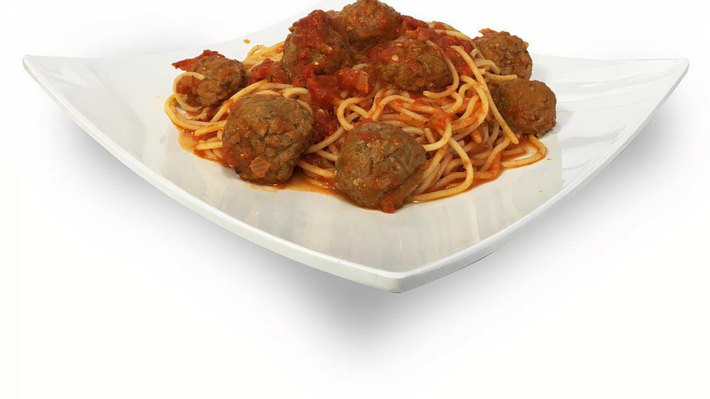 Spaghetti And Meatballs · A generous portion of spaghetti smothered with delicious marinara sauce with meatballs or Italian sausage.