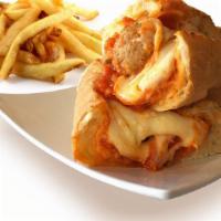 Meatballs Sandwich · Homemade meatballs drenched in marinara sauce and melted mozzarella cheese.