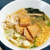 The Vegetarian Miso Ramen · Handcrafted noodle with blends of 6 organic vegetable miso broth topped with crispy tofu, ba...