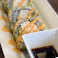 California Spicy Crunchy Roll · Krab meat, cucumber, and fresh farmers’ market avocado with spinach crunch bitz and spicy Ja...