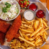 Fish Fry · slaw, fries, tartar & cocktail, corn on cob, charred lemon - fish selection varies