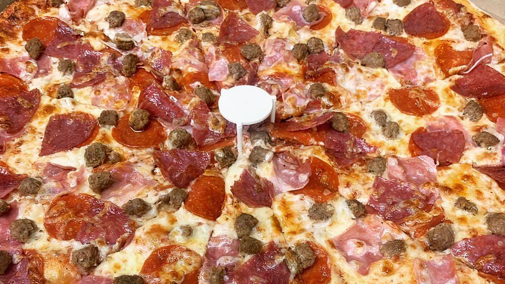 Meat Lovers Pizza · Pepperoni, ham, sausage, salami and mozzarella cheese