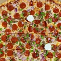 Godfather Pizza · Pepperoni, Italian sausage, onion, bell peppers, & mozzarella