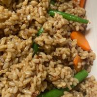 Spicy Fried Rice · Spicy. Fried rice with chili, carrots, green bean, green onion , mushrooms, bell peppers, wh...