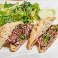 Steve'S Steak Sandwich · Our most popular sandwich! USDA prime beef, grilled medium rare, thinly sliced and loaded on...