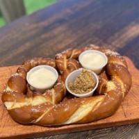 Bavarian Pretzel · Served with beer cheese and whole grain mustard.