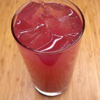 Lemonade · Fresh-squeezed lemon juice, organic sugar, organic chamomile & hibiscus tea