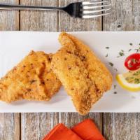 Whiting Fillet Dinner · Two to three lovely pieces of fried or grilled fish depending on weight served with two side...