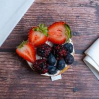 Mixed Fruit Tart · Shortcrust tart covered in a thin layer of chocolate, filled with vanilla cream And topped w...