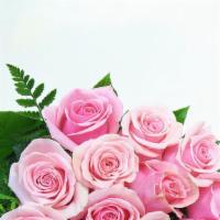 12 Pink Roses · Beautiful wrapped bouquet long stem roses with babys breath and greens.
Add a card for $4.99...