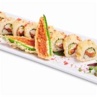 Roll- Jalapeno Bomb · Stuffed deep fried spicy California roll with spicy tuna, cream cheese on top drizzled jalap...