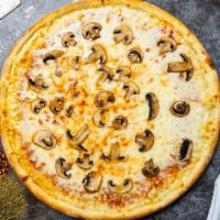 Pepperoni & Mushroom Duet Pizza · Pepperoni, mushrooms, mozzarella, marinara, basil, and extra virgin olive oil baked on a han...