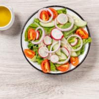 Side Salad · Vegan, gluten free. Lettuce artisanal, cherry tomato, cucumber, radish, red onion, with lemo...