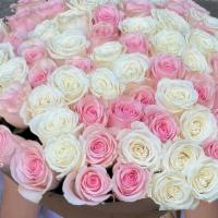 Sweet Smell · A gorgeous bouquet of 75 light pink and white roses