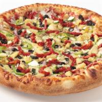 Wimbledon (Vegetarian)  · Homemade pizza sauce, zucchini, black olives, mushrooms, green bell peppers, red onions, sun...