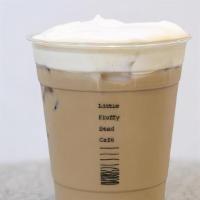 Cold Brew Latte · Cold brew latte with flavor of dark chocolate and a hint of cherries and honey.