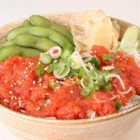 Dynamite Sushi Bowl · Spicy tuna. Comes with green onions and sesame seeds on top.