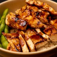 Genki Chicken Teriyaki Bowl · White meat chicken. Comes with edamame and ginger.