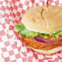 Buffalo Chicken · 1/4 lb. breaded breast flavored with our sonic boom sauce, served on a toasted Brioche roll,...